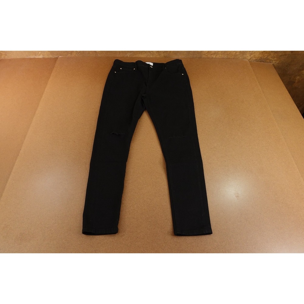 ASOS Mens Size 36 x 32 Black Powestretch Ripped Denim Spray On Skinny Jeans New